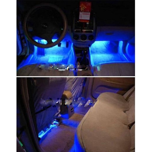 Lampu Led Kolong Dashboard Interior Kabin - Footstep 4 Posisi 3 Led - Praktis Colok Lighter Mobil