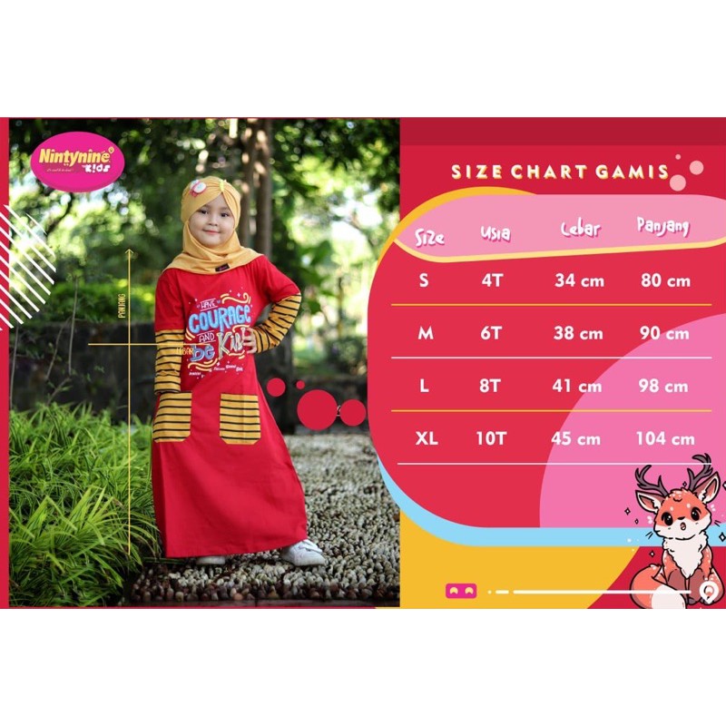 Gamis Anak Perempuan Strip Cantik Original Nintynine Kids usia 3-10 tahun Gamis kaos little buddys