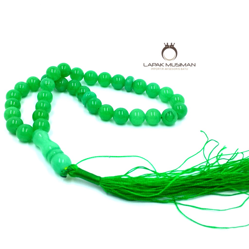 [Bayar di Tempat] Tasbih Batu Giok Hijau Asli Natural 33 Butir 8MM