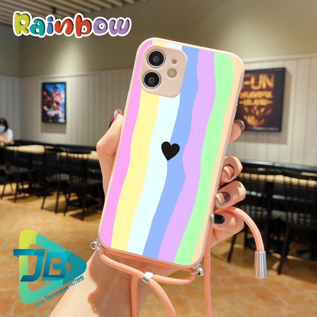 SOFTCASE SILIKON SLINGCASE TALI LANYARD STRAP PHONE MACARON PELINDUNG KAMERA RAINBOW OPPO VIVO SAMSUNG XIAOMI REALME IPHONE ALL TYPE JB5479