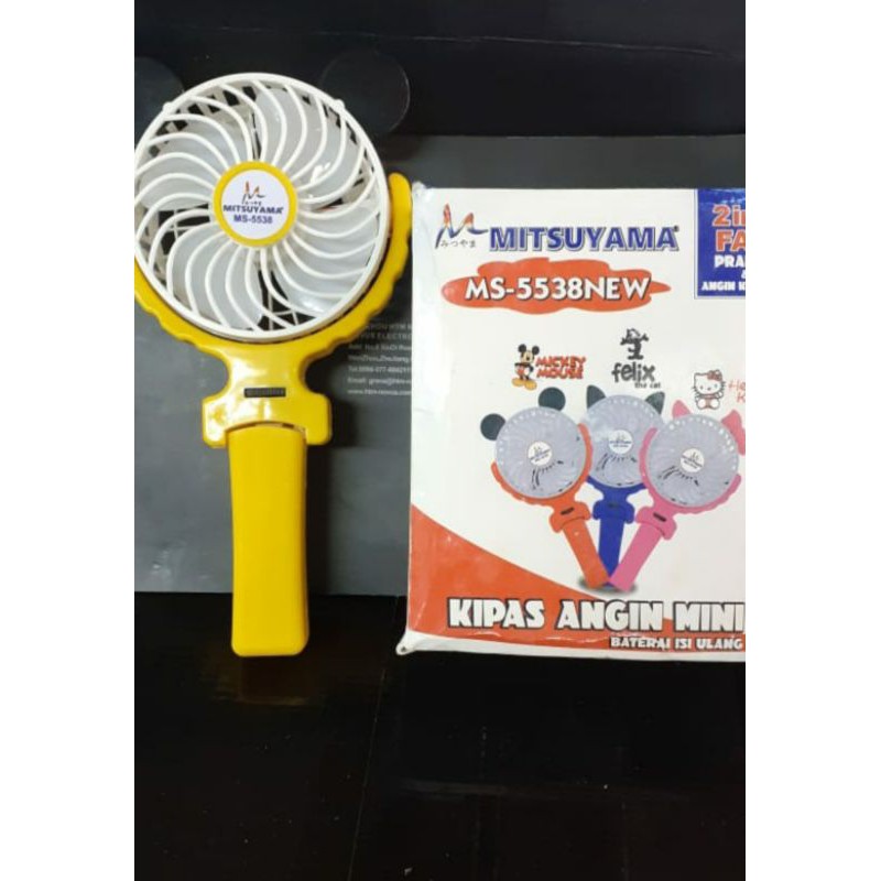 Kipas Angin Tangan Mini Fan Portable Mitsuyama Karakter Gagang Murah Cas Recharger Ms5538