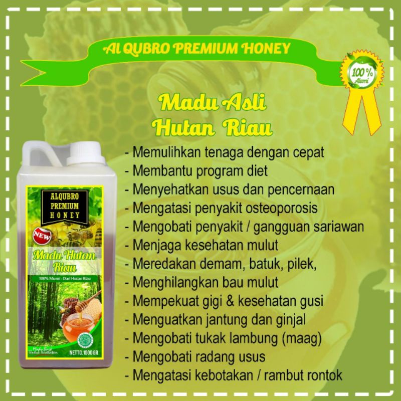 

PROMO DISKON Madu Nektar HUTAN RIAU Alqubro Premium Alkubro Al Qubro Al Kubro Asli Alami Sari Murni 100% 1 kg 1000 gram AL-Qubro AL-Kubro Pure Honey Original Berkualitas Madu murni