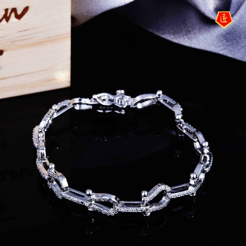 [Ready Stock]Fashion Hip Hop Style Micro-Inlaid Diamond Buckle Bracelet