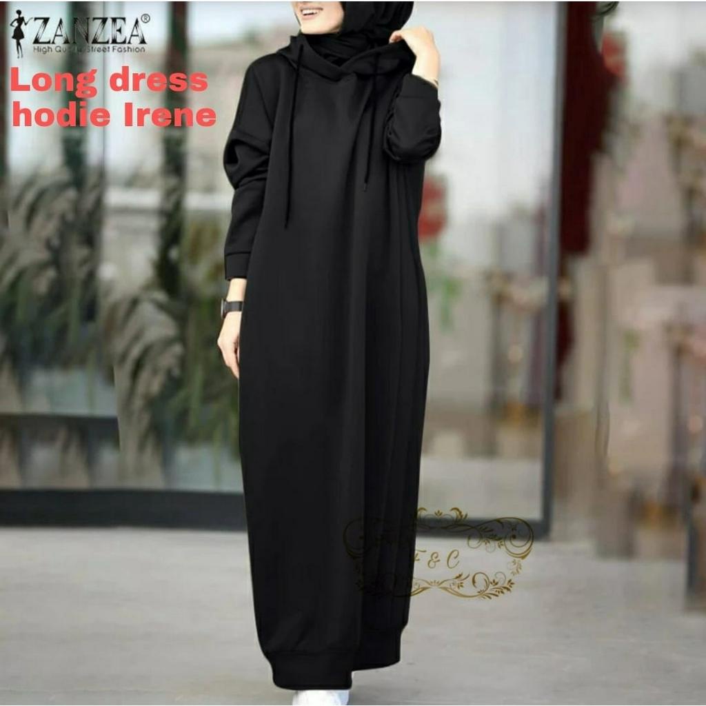 PCS LONG DRESS IRENE HOODIE BAHAN BABYTERRY FE PAKAIAN WANITA DRESS 3 UKURAN M L XL FE