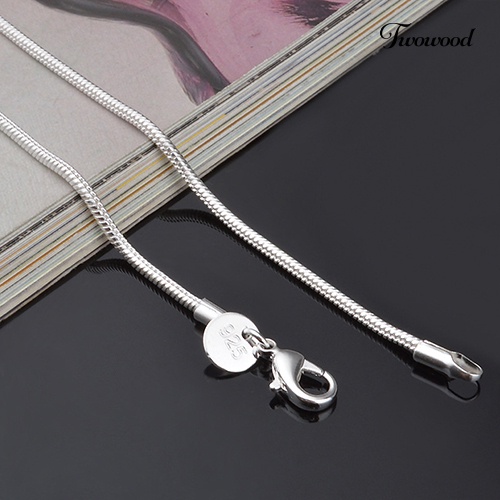 Kalung Rantai Ular Bahan 925 Sterling Silver Ukuran 2mm Untuk Wanita