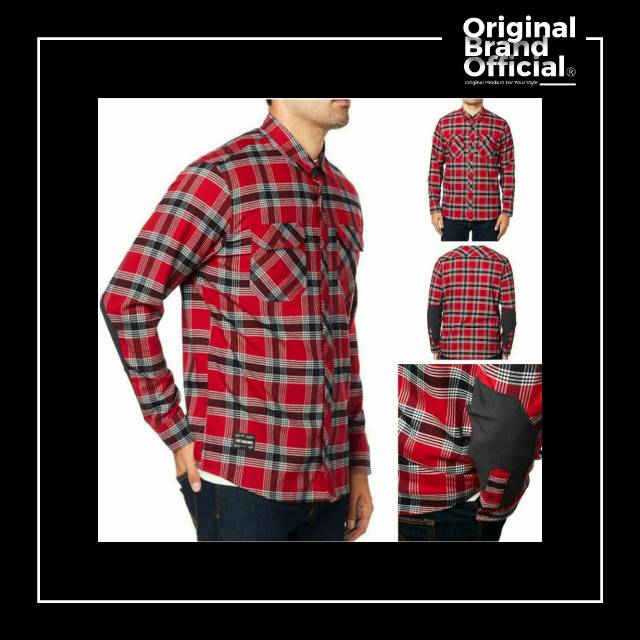 Kemeja Fox Racing fusion tech Flannel (FULL TAG) Cardinal ORIGINAL