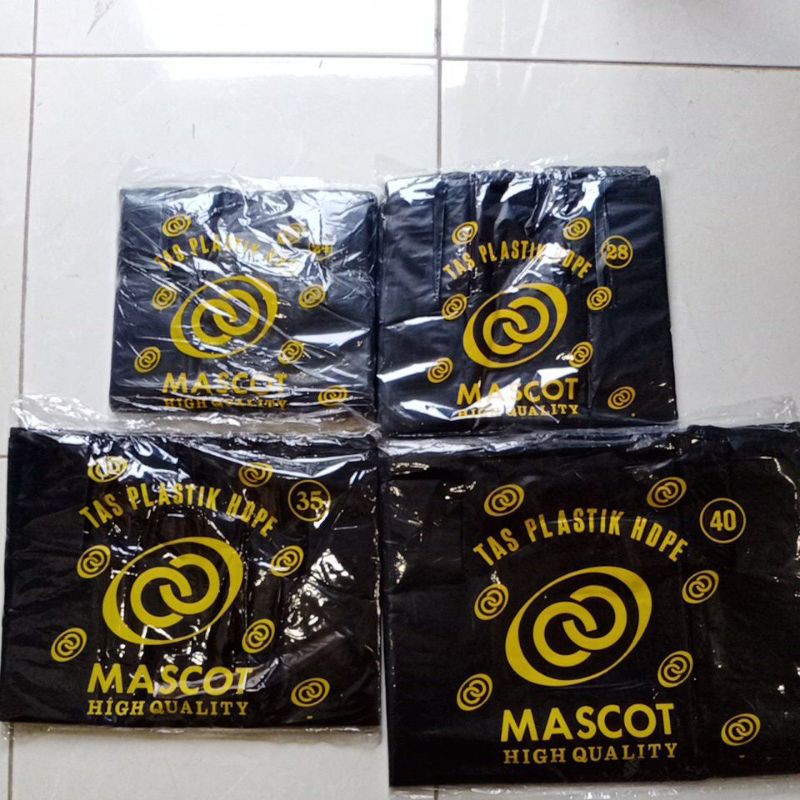 KANTONG PLASTIK MASCOT HITAM HDPE / TAS PLASTIK HDPE MASCOT WARNA HITAM