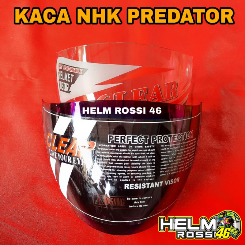 Kaca Visor NHK PREDATOR Clear Bening Smoke Hitam Pelangi Rainbow Helm NHK PREDATOR