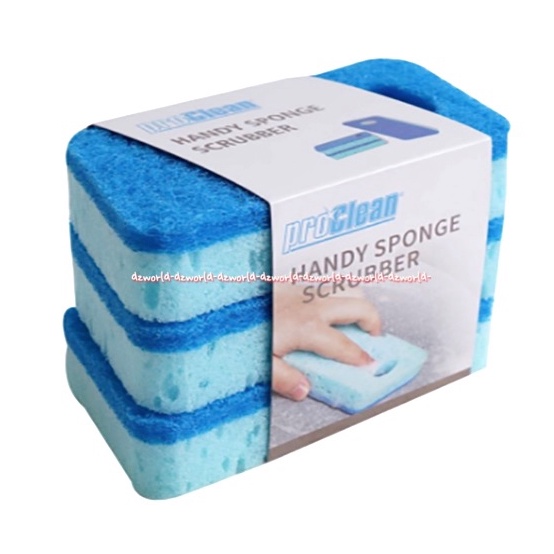 Proclean Handy Sponge Scrubber Spons Cuci Piring Biru isi 3pcs Spon Serba Guna Peralatan makan Perlengkapan memasak Perabot Pro Clean