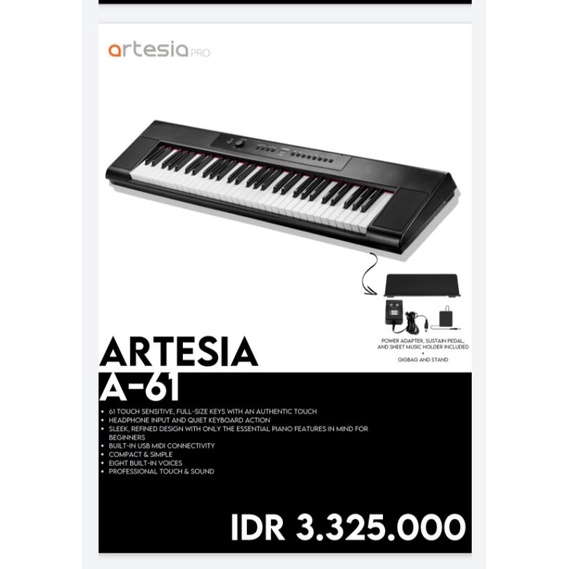 Artesia A61 a-61 Key Digital Piano Original