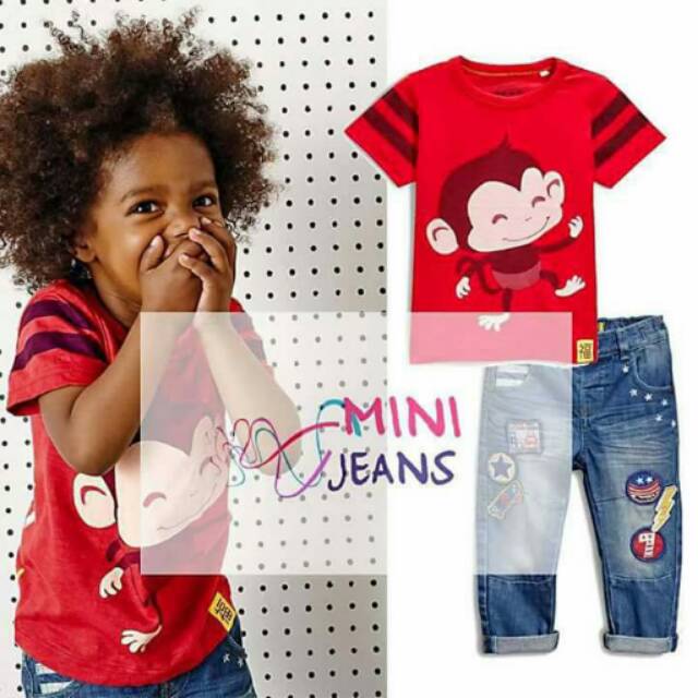 Setelan Anak Cowok Mr.Monkey Red Set 2in1 (baju,celana)