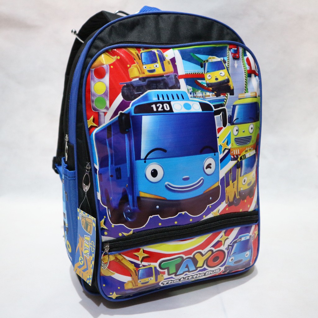 TERLARIS Tas Punggung / Gendong / Ransel Anak Cowok Laki laki TK SD Motif Little Bus | Bahan Polyester