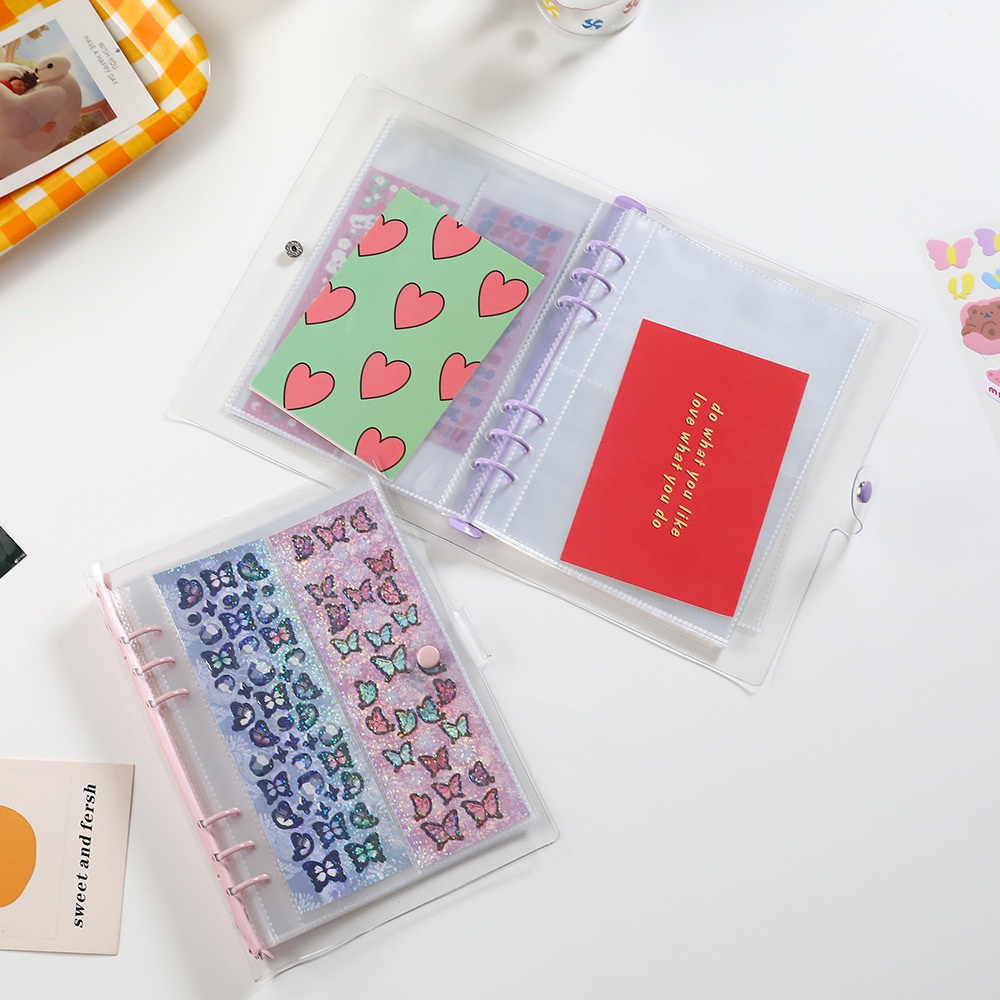 A5 A6 Shiny Binder Cover 3 Inch 5 Inch 7 Inch Photocard Organizer Photo Album Sticker Cards Storage Holder Loose Leaf Sleeves