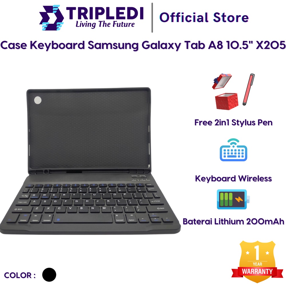 tripledi case samsung galaxy tab a8 10 5 inch 2021 2022 sm x200 sm x205 keyboard wireless bluetooth 