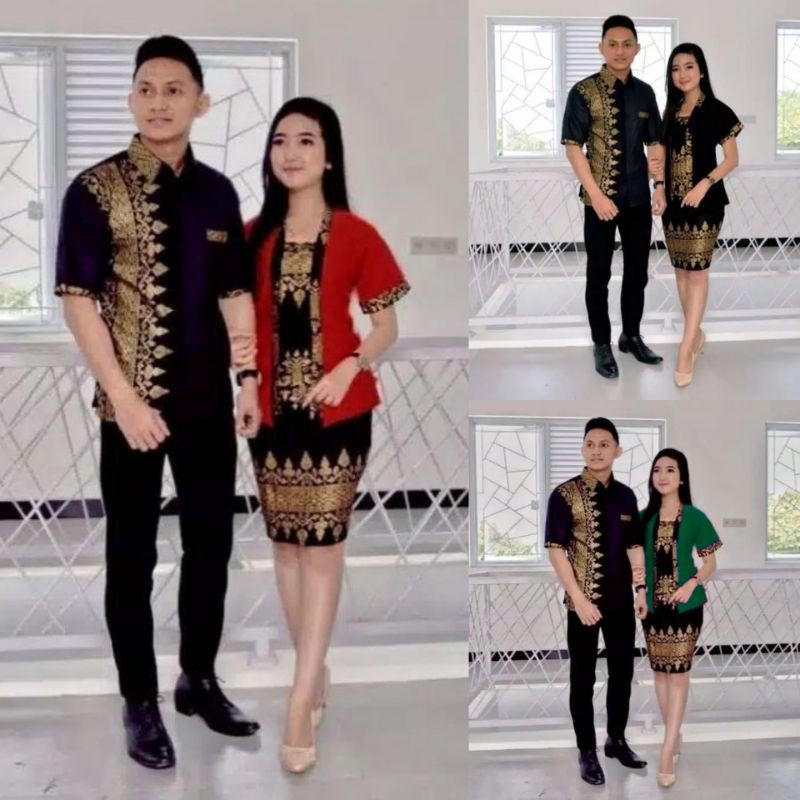 Baju Couple Couple Batik Natal /Pasangan Batik/Sarimbit Batik RnB Pendek