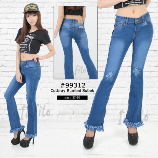  CELANA  JEANS  WANITA  CUTBRAY RUMBAI  SOBEK KODE 99312 