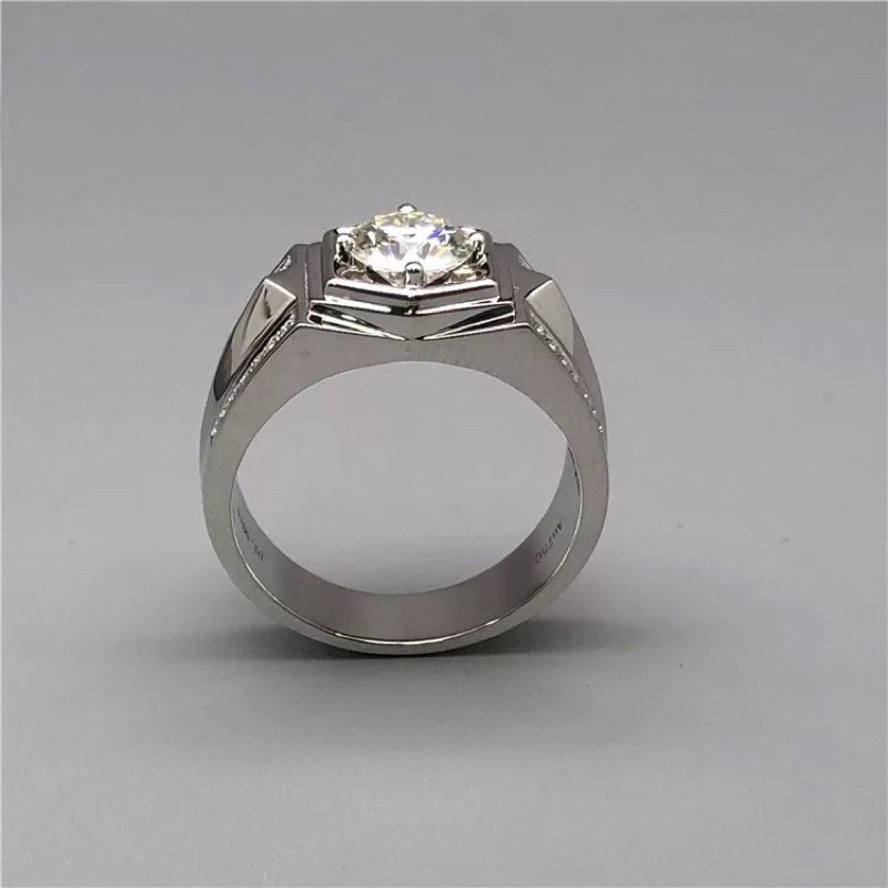 Cincin Pria Perak Berlian Casual Mewah Berkelas Wedding Ring