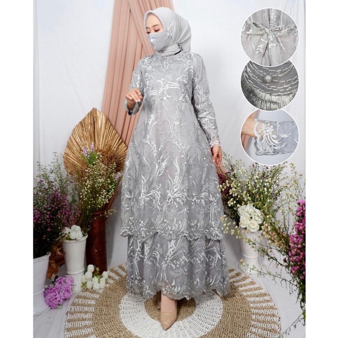 GAMIS TULLE NEW 2 TINGKAT BUSUI /GAMIS KEBAYA TULLE / BAJU PESTA MODERN / GAMIS TILE MITUARA MALAISIA / GAMIS BRUKAT FASHION / GAMIS BRUKAT MUSLIMAH / GAMIS PESTA MUSLIMAH/ GAMIS PESTA MODEL