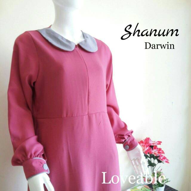 Gamis shanum by loveable Indonesia, bahan wollycrepe premium, s ld 96, m ld 100, l ld 110, xl ld 120