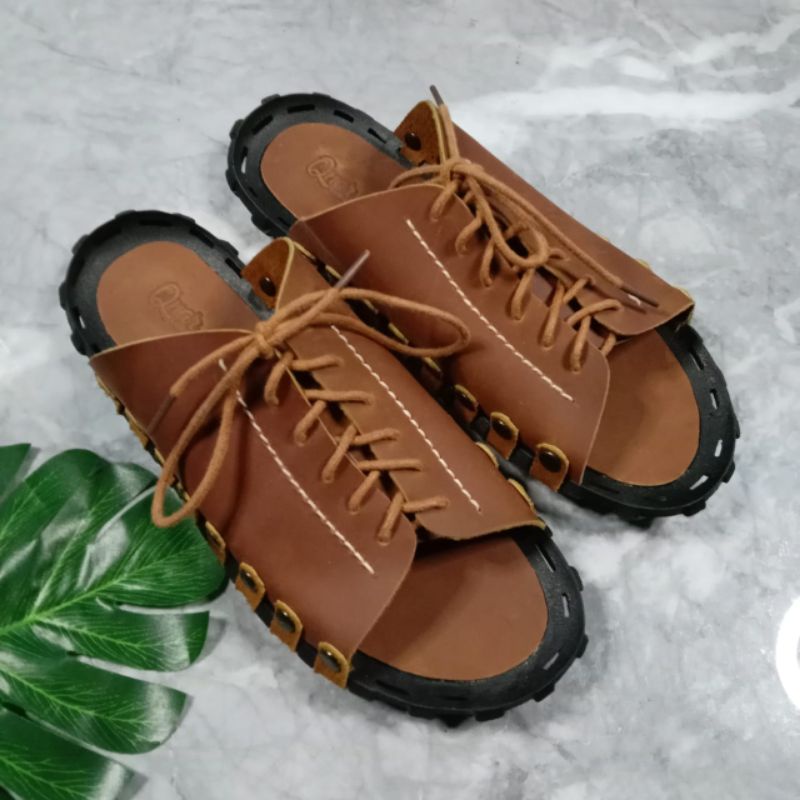 Sandal pria model tali kulit asli/Sandal kokop pria/Sandal casual pria kulit asli