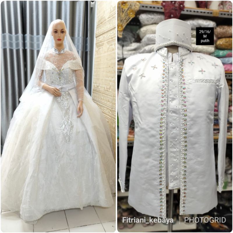 COUPLE GAUN PENGANTIN PUTIH/SEPASANG GAUN PENGANTIN