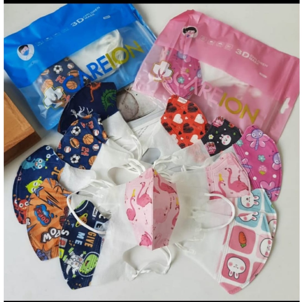 CAREION Masker Duckbill Anak 4-12 Tahun 3 Ply isi 50pcs KEMENKES