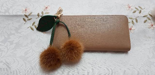 Cherry mink fur bag charm / gantungan tas