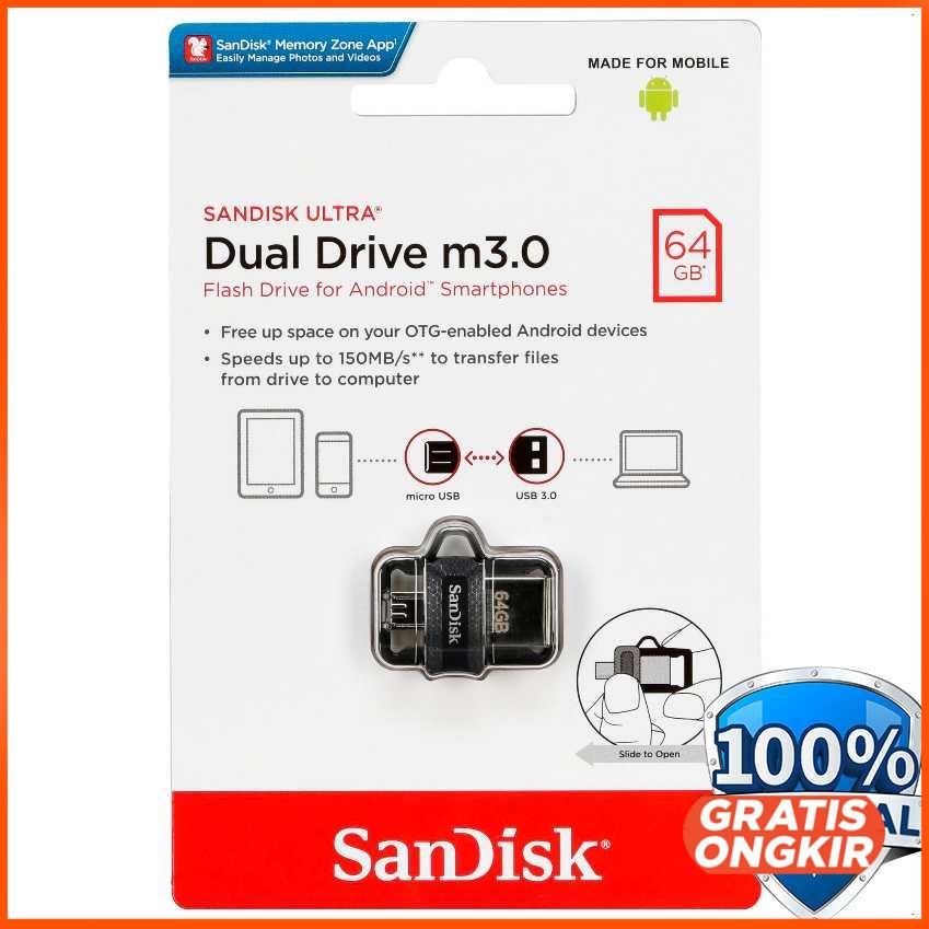 Sandisk Ultra Dual OTG Flash Drive M3.0 - SDDD3 64Gb