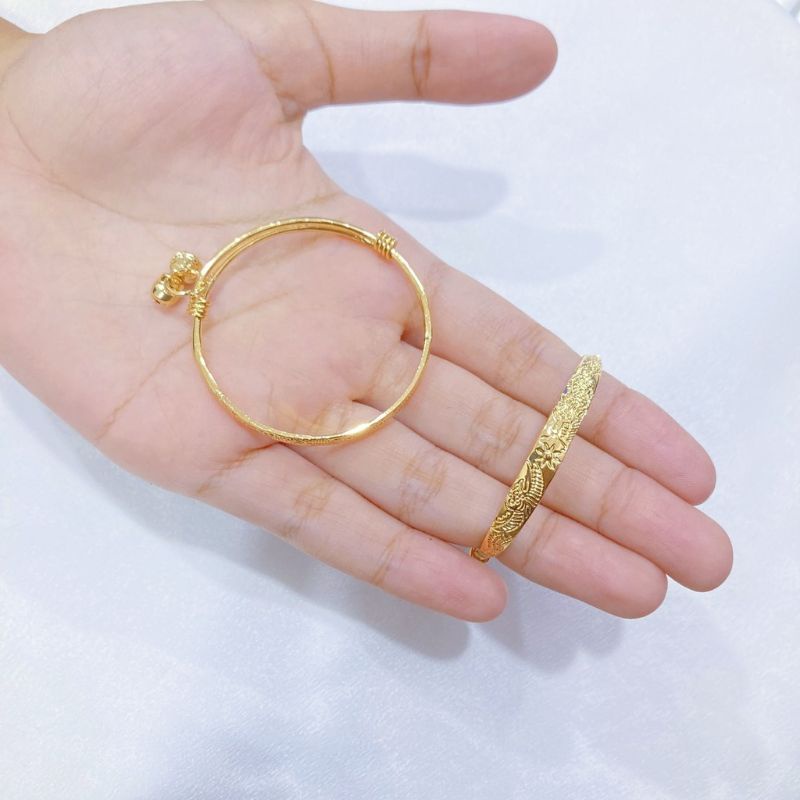 Gelang Bayi Titanium Anti Karat Lapis Emas/Bunyi Lonceng Jewelry32040S