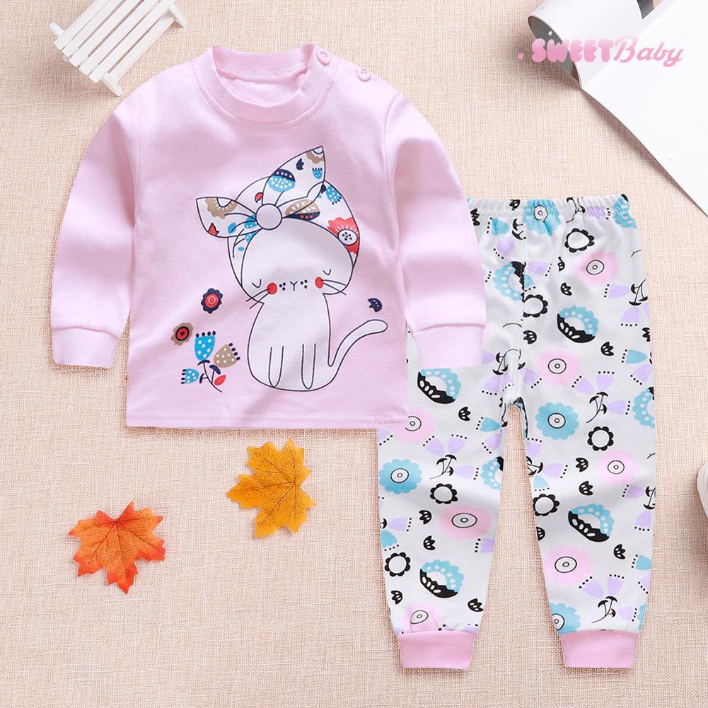 Setelan Kaos T Shirt Anak Perempuan Lengan Panjang Gambar Kucing Lucu Celana Untuk Musim Gugur Shopee Indonesia