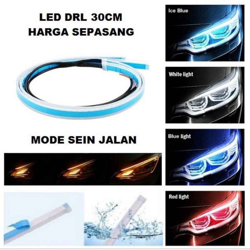 LAMPU ALIS LED DRL RUNING/DIAM PANJANG 30CM 2 WARNA KEDIP / DIAM ISI 1 PCS