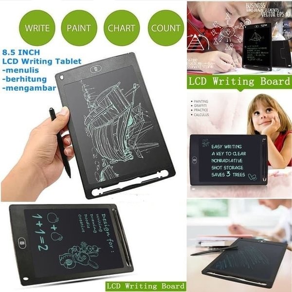 Mainan Edukasi Papan Menggambar Ajaib Luminos - LCD Drawing Board Writing Tablet Drawing Pad Papan Tulis LCD 8.5 inch - Papan Gambar Digital Monochrome LCD Drawing Graphics Tablet ajaib - LCD Drawing Writing Tablet Anak dan Dewasa - Papan Tulis Gambar