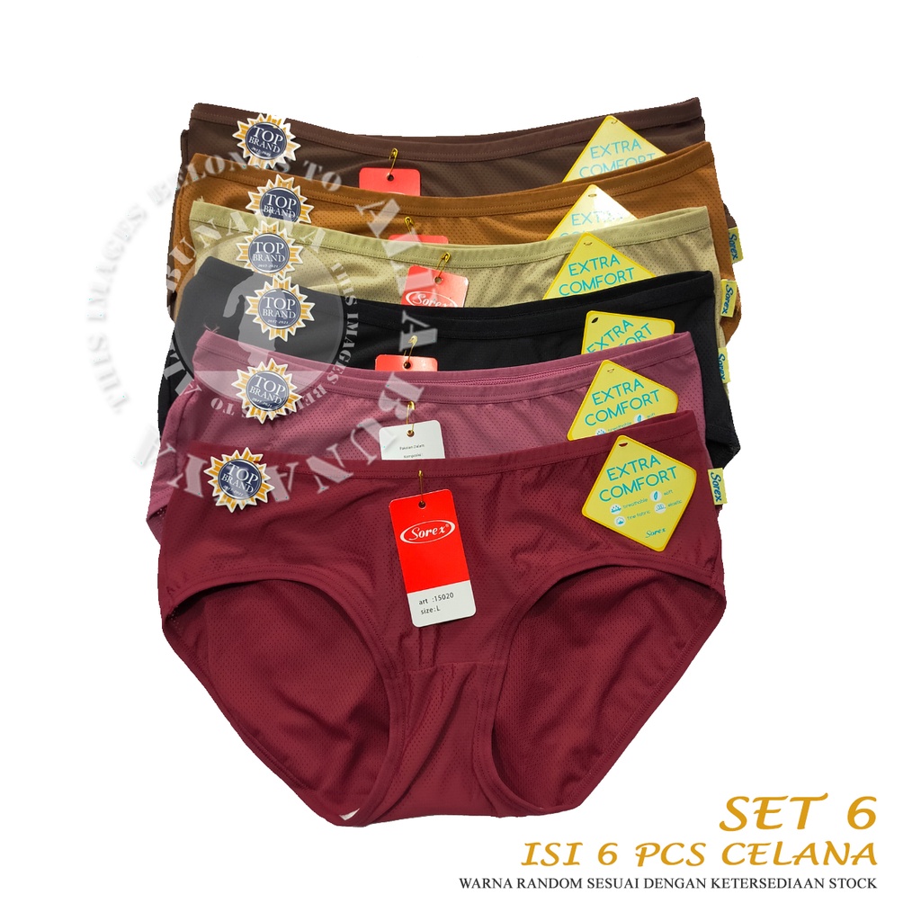 6 Pcs Celana Dalam Wanita SOREX 15020 - MINI Cutting - Extra Comfort CD Underwear - Pakaian Dalam Wanita Katun Cotton