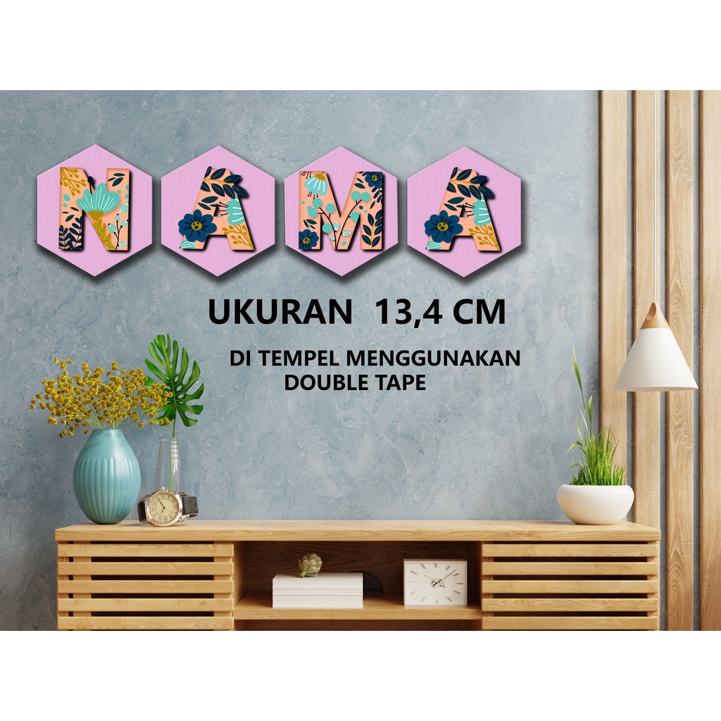 Dekorasi dinding huruf hexagonal
