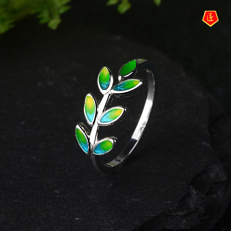 [Ready Stock]925 Silver Olive Branch Ring Female Simple Personality