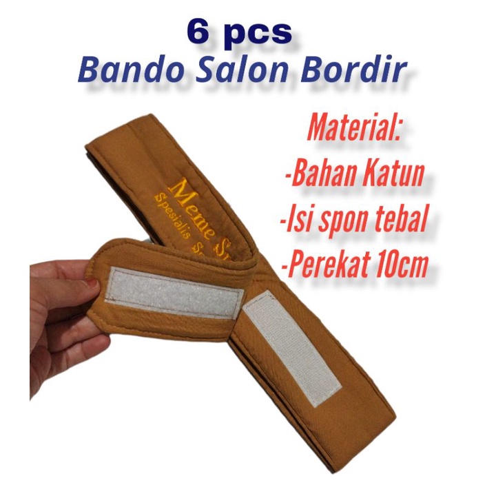 6PCS Bandana Bordir Katun | Bando Salon Bordir Klinik Kecantikan