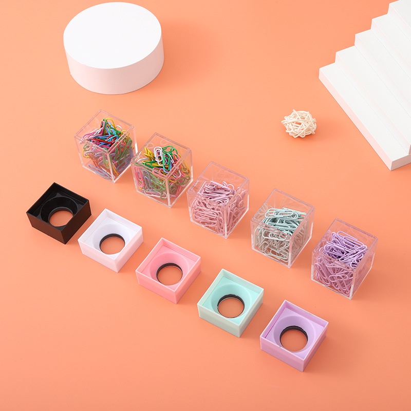 18pcs/set Kreatif Persegi Macaron Color Magnetic Storage Warna Plastik Klip Kertas Transparan Dengan Kotak