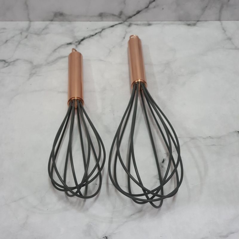 silicone balloon whisk with Rose gold handle / kocokan telur / egg beater