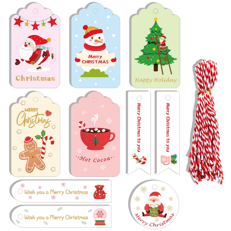 Zzz Set Tag Label Gantung Desain Snowman / Santa / Rusa Untuk Dekorasi Pohon Natal