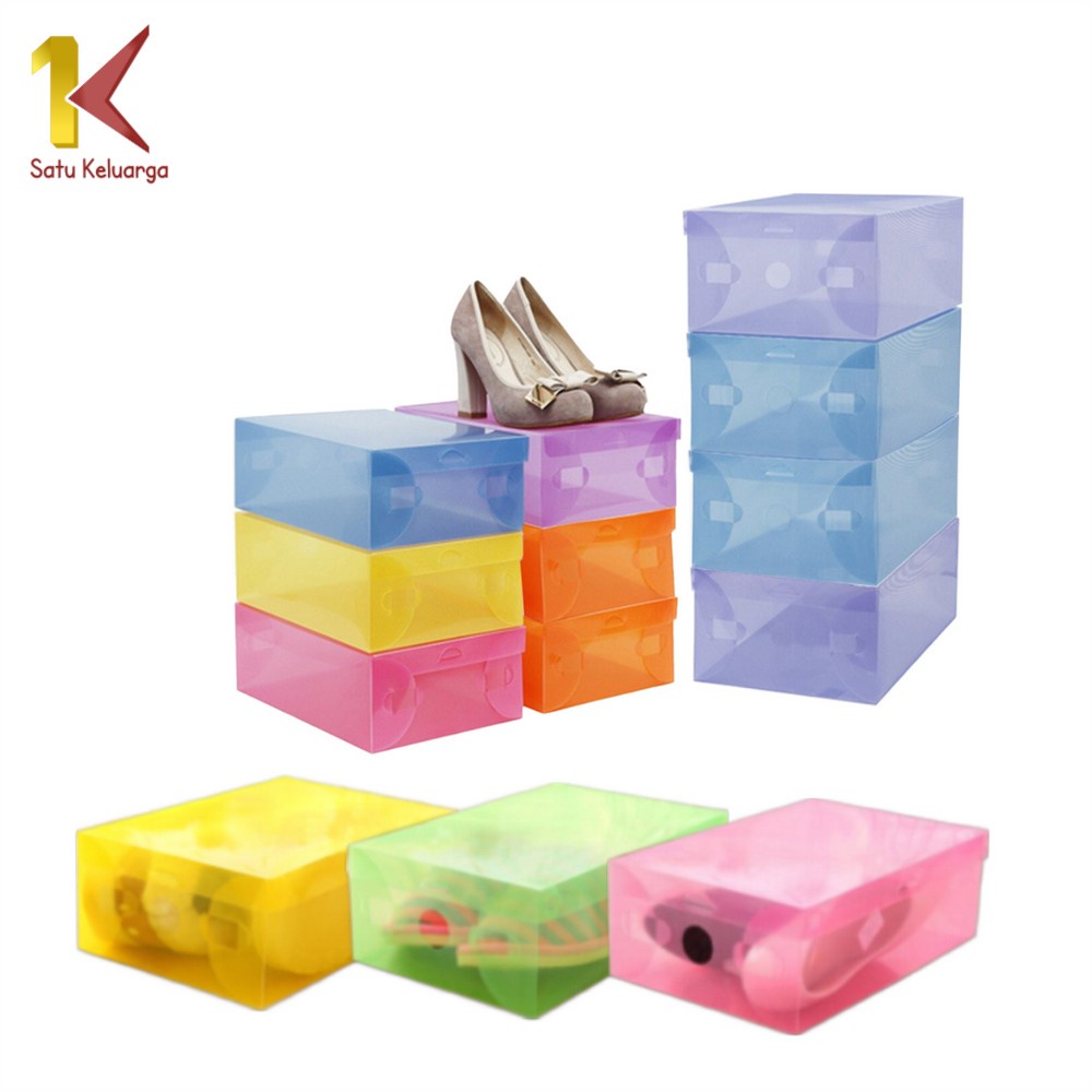 Satu Keluarga Kotak Sepatu Tebal C157 Rak Sepatu Sandal Susun Serbaguna Tempat Sepatu Transparan Sho