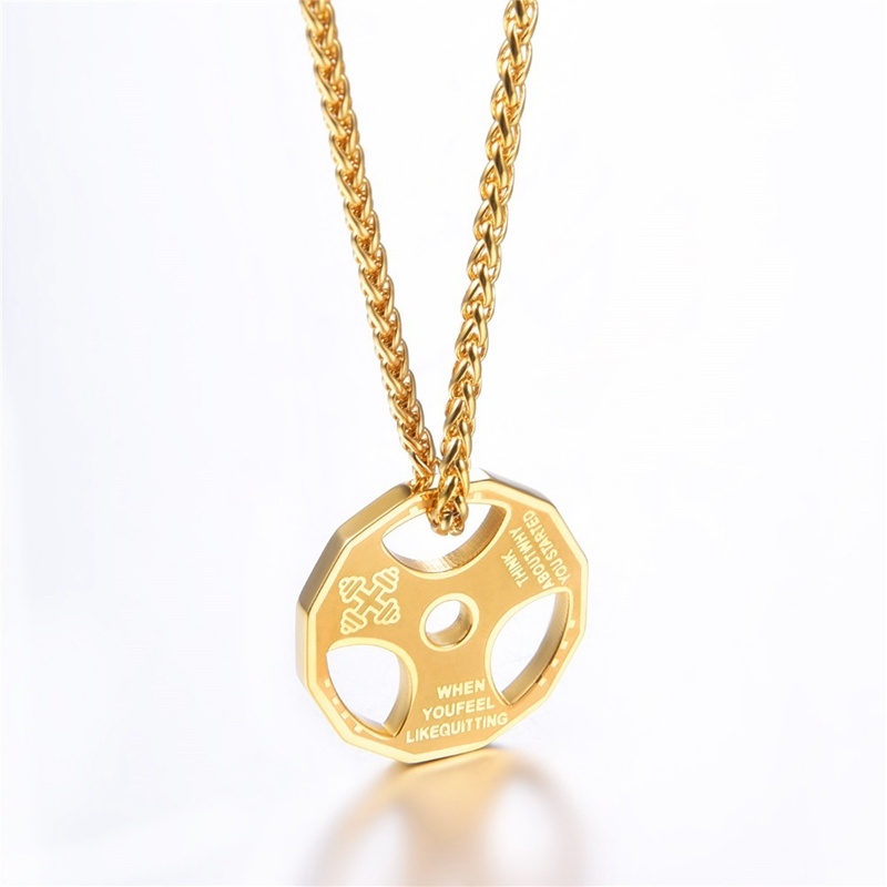 New men's fashion dumbbell medal pendant necklace jewelry