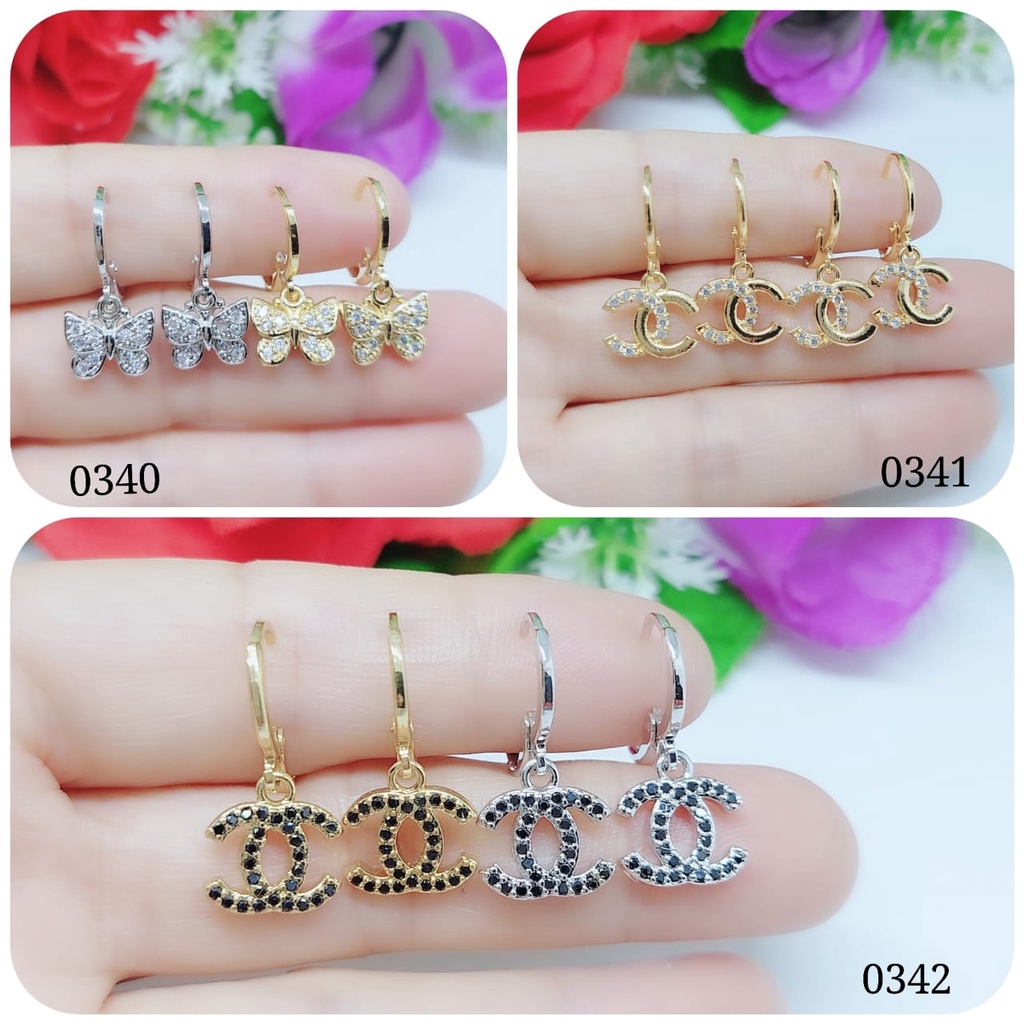 Anting xupng permata full lapis emas perhiasan fashion 0340-0342