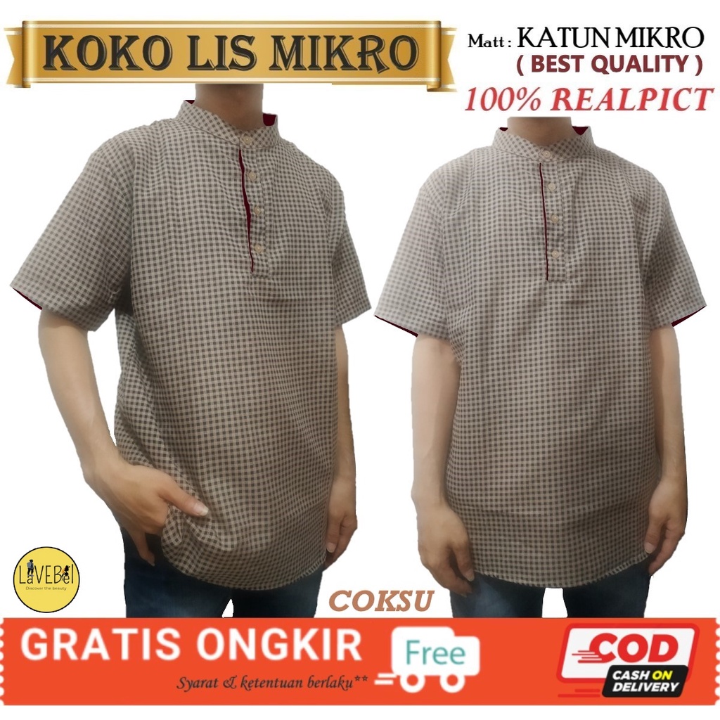 LVB Koko LIS MICRO /Baju Atasan Muslimin Pria Muslim/Koko Lengan Pendek/Model Terbaru Viral/GRATIS ONGKIR CASHBACK COD/11534 11536 11538 11540 11542/ LAVEBEL