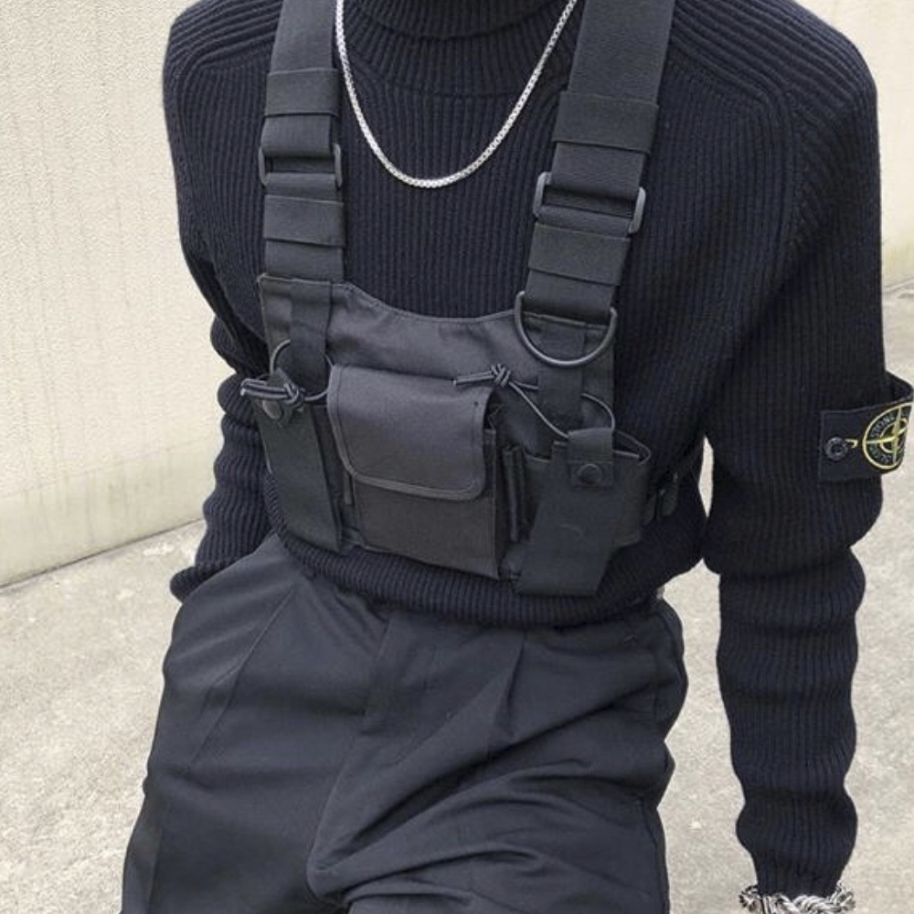 Chest Bag Utility Rig Black Fashion Festival Bum Bag Shoulder Bag Military Style
