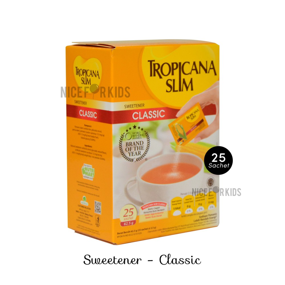 Tropicana Slim Sweetener Classic Kemasan Box isi 25pcs, 50pcs, 100pcs @ sachet 2.5 gr