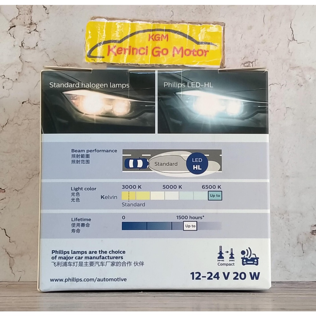 BOHLAM PHILIPS LED H7 12V 24V 20W PUTIH ULTINON ESSENTIAL 11972UE2X2