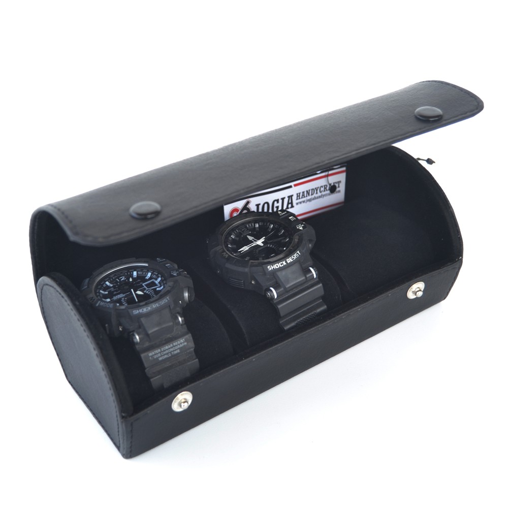 Traveller Watch Case Tube / Tempat Jam Tangan Sport Isi 3 Hitam Merah