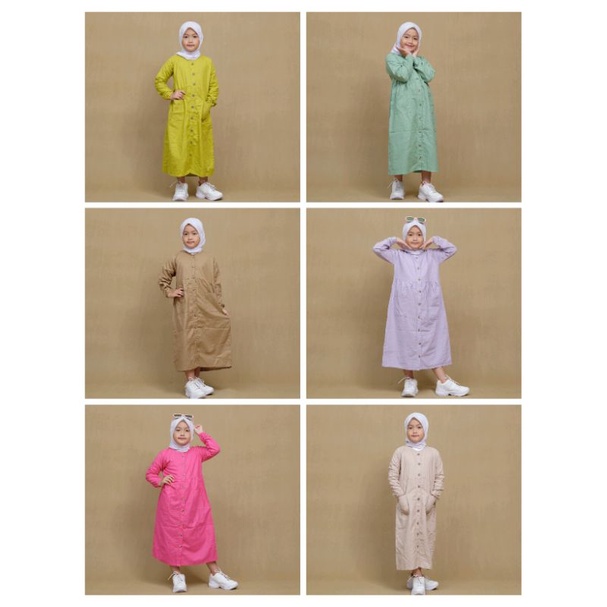 Midi Dress Anak Katun Linen Rami Premium Baby Size