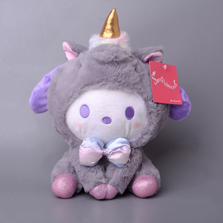 MAINAN BONEKA MELODY HELLO KITTY CINNAMOROLL POCHACCO DOG POMPOMPURIN KUROMI KOSTUM UNICORN PLUSH IMPOR