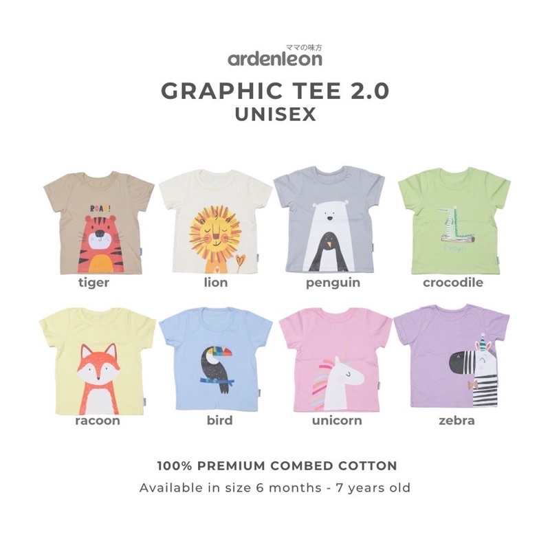 ArdenLeon GRAPHIC TEE Unisex 3L4L5L / Arden Leon Kaos Atasan Karakter Anak Unisex